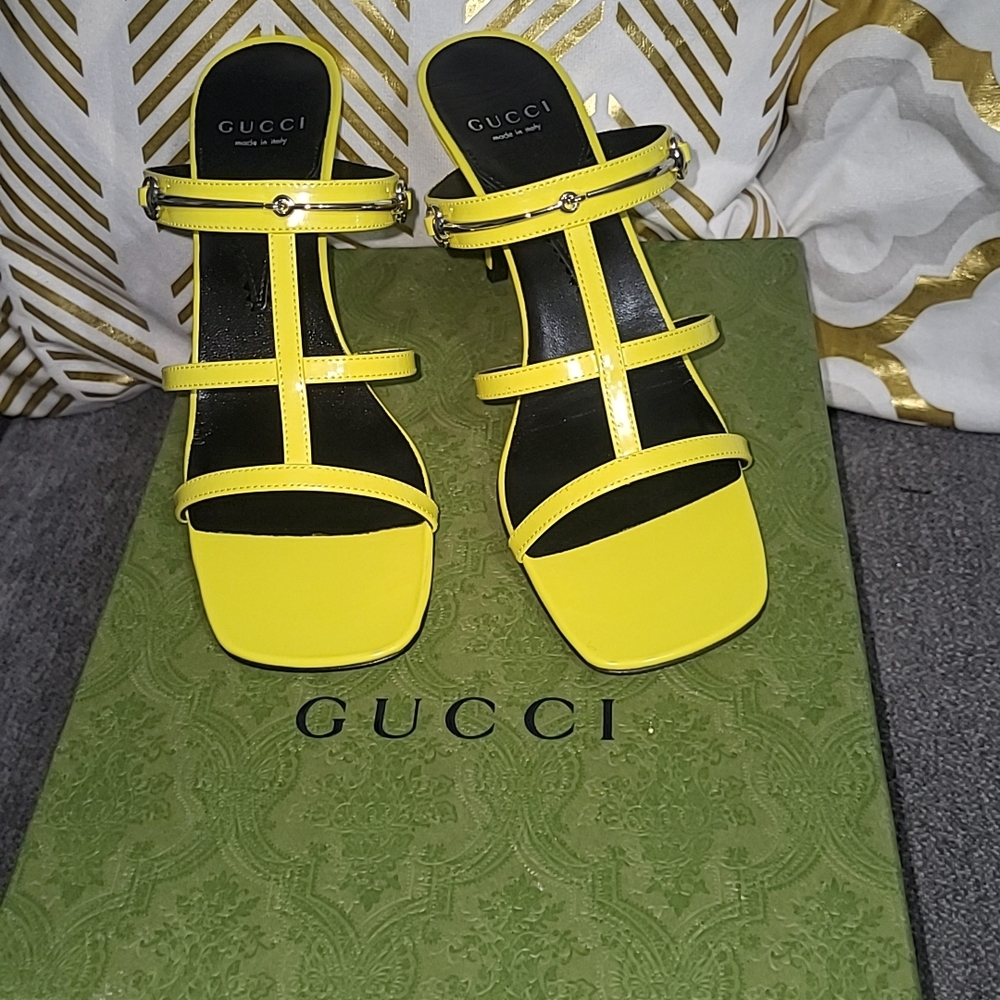Gucci Yellow Sandals with Strappy Design